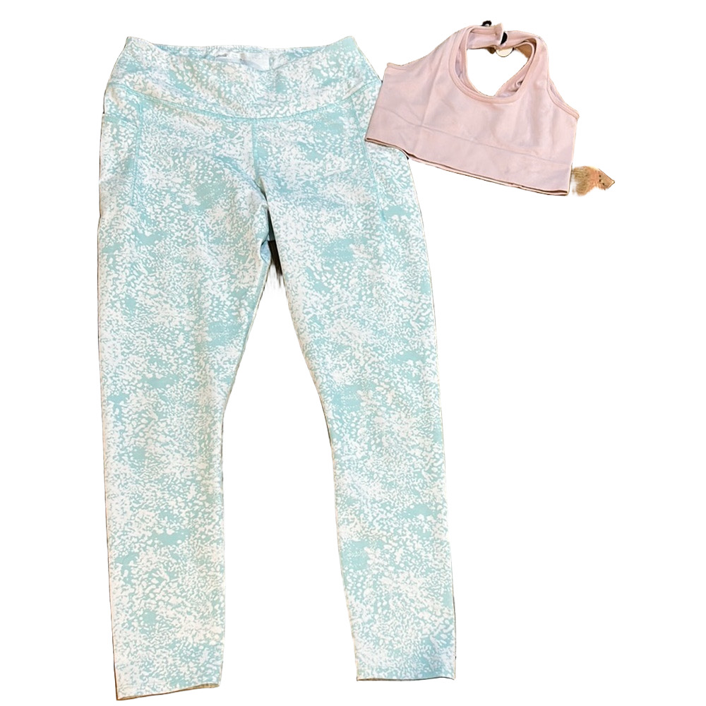 Avia Light Blue Patterned Leggings with sports bra box 5 - Picture 1 of 6